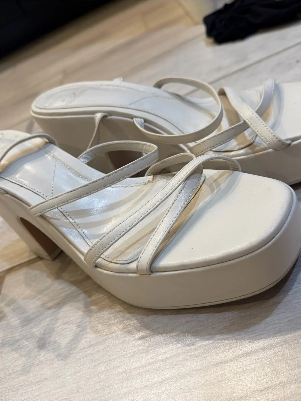 ZARA White Strappy Platform Heeled Sandals